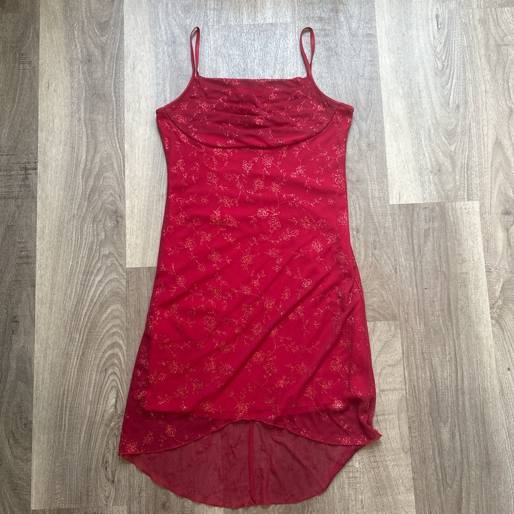 Candy Rocket Red Dress with Floral Glitter Decals